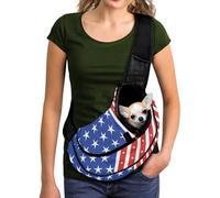 COEQINE Sac à bandoulière en maille respirante avec imprimé drapeau américain pour petits chiens, sac à bandoulière mains libres, pour adulte, fermeture éclair sur le devant et face au chien