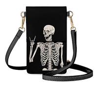 COEQINE Sac à bandoulière pour femme et fille - Sac à bandoulière en cuir - Mini sacoche, Crâne humain Rock and Roll, Taille unique