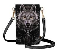 COEQINE Sac à bandoulière pour femme et fille - Sac à bandoulière en cuir - Mini sacoche, loup, Taille unique