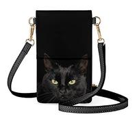 COEQINE Sac à bandoulière pour femme et fille - Sac à bandoulière en cuir - Mini sacoche, motif chat noir, Taille unique