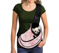 COEQINE Sac à bandoulière pour petit animal domestique avec motif empreintes de pattes roses - Sac à bandoulière en maille respirante pour femme - Utilisation mains libres - Sangle réglable