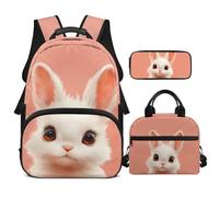 COEQINE Sac à dos avec boîte à déjeuner et boîte à crayons pour filles de 4, 6, 8, 10 ans, sac d'école pour adolescentes, 3 pièces, Chat violet imprimé patte rose
