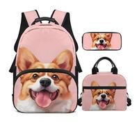 COEQINE Sac à dos avec boîte à déjeuner et boîte à crayons pour filles de 4, 6, 8, 10 ans, sac d'école pour adolescentes, 3 pièces, Axolotl de dessin animé