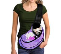 COEQINE Sac à dos de transport pour petit chiot, chat, violet, espace de couchage, sac à main mains libres, sac à bandoulière doux face à l'avant, design discret en maille pour épicerie, shopping