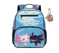 COEQINE Sac à dos d'école pour petites filles de 4 à 6 ans avec porte-clés en forme d'animal, sac à main pour l'école maternelle, Axolotl Animal