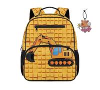 COEQINE Sac à dos d'école pour tout-petits filles sac à main pour garçons bébé garçon sac à langer avec porte-clés, 34,2 cm, Excavatrice Jaune Voiture