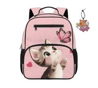 COEQINE Sac à dos d'école pour tout-petits filles sac à main pour garçons bébé garçon sac à langer avec porte-clés, 34,2 cm, Papillon Chat Floral