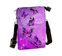 COEQINE Sac à main à bandoulière pour femmes et filles - Style décontracté - Multifonction - Motif floral, papillon rose, Taille unique