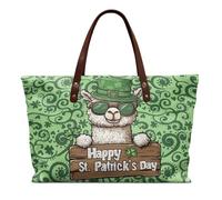 COEQINE Sac à main en cuir pour femme - Grand sac à main vintage pour femme - Sac fourre-tout de voyage à bandoulière, Stpatrick en alpaga vert, Large