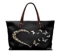 COEQINE Sac à main en cuir pour femme - Grand sac à main vintage pour femme - Sac fourre-tout de voyage à bandoulière, Papillon en forme de cœur noir, Large