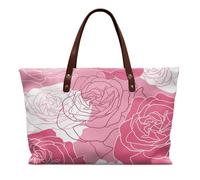 COEQINE Sac à main en cuir pour femme - Grand sac à main vintage pour femme - Sac fourre-tout de voyage à bandoulière, Rose Vintage Floral, Large