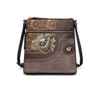 COEQINE Sac à main en cuir pour femme - Grand sac fourre-tout - Sac à bandoulière en cuir, Fleur bohème paresseux
