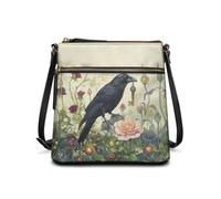 COEQINE Sac à main en cuir pour femme - Grand sac fourre-tout - Sac à bandoulière en cuir, Raven Floral Vert