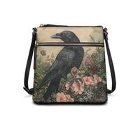 COEQINE Sac à main en cuir pour femme - Grand sac fourre-tout - Sac à bandoulière en cuir, Raven Garden Marron