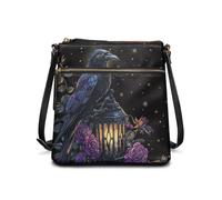 COEQINE Sac à main en cuir pour femme - Grand sac fourre-tout - Sac à bandoulière en cuir, Raven Moon Night