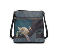 COEQINE Sac à main en cuir pour femme - Grand sac fourre-tout - Sac à bandoulière en cuir, Tortue Wave Bleu