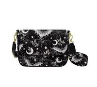 COEQINE Sac à main en cuir pour femme - Sac à bandoulière imperméable avec sangle réglable, Bat Moon Black Goth