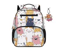 COEQINE Sac à main léger pour fille avec porte-clé pour sac à dos de première année, Chat floral mignon