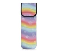 COEQINE Sac à outils pour cheveux à motif floral arc-en-ciel - Organisateur de fer à friser pour femme - Pochette à cheveux portable - Rose