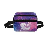 COEQINE Sac banane mignon de dessin animé, rose tendance, sac banane imperméable réglable pour la course à pied, la randonnée, le cyclisme, Galaxie Axolotl Animal Mignon, Sac à dos enfant