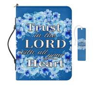 COEQINE Sac bible bleu pour filles - Étui en cuir avec poignées pour femme - Sac d'église portable et étanche - Marque-page floral bohème - Sac à main fourre-tout - Taille 2XL - Faites confiance au