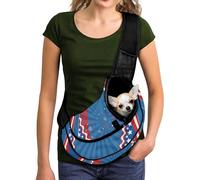 COEQINE Sac de promenade pour chien, sac à bandoulière pour petits chiens, 4 juillet sur le thème du drapeau américain, mains libres, vue de face, sac à main pour femme, marche en plein air, randonnée