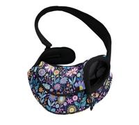 COEQINE Sac de transport mains libres pour chat Bleu Lotus Blossom vue frontale élégant aquatique respirant pour petits chats promenade sur le lac