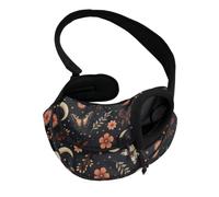 COEQINE Sac de transport mains libres pour chat gothique avec motif papillon et fleur - Motif botanique foncé - Pour petits chats mystiques - Respirant - Sac fourre-tout