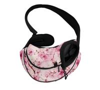 COEQINE Sac de transport mains libres pour chat Motif fleurs de cerisier Rose