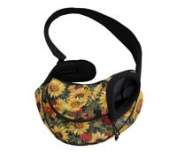 COEQINE Sac de transport mains libres pour chat Motif tournesol Rouge