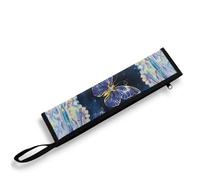 COEQINE Sac de transport portable pour argenterie avec porte-clés, portable, léger, lavable, résistant aux feuilles, Imprimé papillon violet
