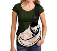 COEQINE Sac de transport pour chiots de petite taille de 0 à 6,8 kg - Motif chat orange rose avec sangles réglables - Fermeture éclair de sécurité mains libres réversible pour l'extérieur