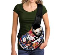COEQINE Sac de transport pour petits chiens en maille respirante mains libres pour promener votre animal domestique, léger, fermeture éclair sur le devant, cordon de serrage réglable, imprimé balle