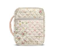 COEQINE Sacs de bible beiges à motif floral pour femme - Sac fourre-tout matelassé de taille moyenne avec poignée durable - Étui de transport matelassé pour bibles - Accessoires d'étude - 27 x 21 x