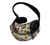 COEQINE Sangle mains libres pour chat motif tournesol aztèque vache face à l'avant, clips de verrouillage tribal fusion pour petits chats festival