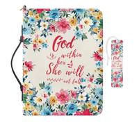 COEQINE She Reads Couvertures de la Bible Truth pour femme - Marque-pages floraux en cuir et étui de la Bible pour femme avec poignées - Anneau étanche pour voyage - Couverture de livre anti-perte
