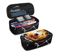 COEQINE Trousse à crayons bleue pour garçons de 8 à 12 ans, Boule de feu de football 3D en verre brisé, Taille unique, Organiseur de sac