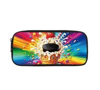 COEQINE Trousse à crayons de grande capacité avec fermeture éclair pour étudiants, pour l'école, le bureau, Hockey Rainbow Berry Gaufres, One Size, Organiseur de sac
