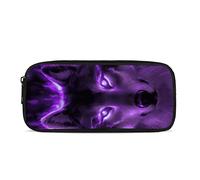 COEQINE Trousse à crayons de grande capacité avec fermeture éclair pour étudiants, pour l'école, le bureau, Loup violet, Taille unique, Organiseur de sac
