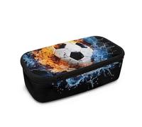 COEQINE Trousse à crayons fantaisie pour garçons avec poignées pour bureau avec fournitures pour enfants de 8 à 12 ans, Imprimé ballon de football 3D, Taille unique, Organiseur de sac