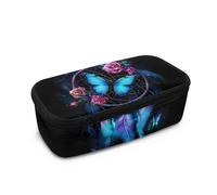 COEQINE Trousse à crayons pour filles de grande capacité avec fermeture éclair pour adolescentes, motif floral vintage, cadeau de premier jour à l'école, Attrape-rêves papillon rose bleu, Taille