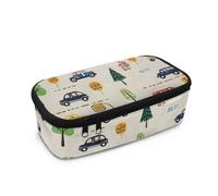 COEQINE Trousse à crayons pour garçons avec imprimé ballon de football, sac de rangement pour enfants, école secondaire, sac de rangement haute capacité avec poignées, Thème voiture mignon, Taille