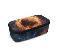 COEQINE Trousse à crayons pour garçons avec imprimé ballon de football, sac de rangement pour enfants, école secondaire, sac de rangement haute capacité avec poignées, Espace de feu de basket-ball