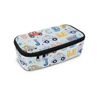 COEQINE Trousse à crayons pour garçons avec imprimé ballon de football, sac de rangement pour enfants, école secondaire, sac de rangement haute capacité avec poignées, Camion dessin animé, Taille