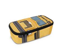 COEQINE Trousse à crayons pour garçons avec imprimé ballon de football, sac de rangement pour enfants, école secondaire, sac de rangement haute capacité avec poignées, Bus scolaire jaune, Taille