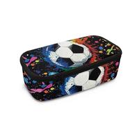 COEQINE Trousse à crayons pour garçons avec imprimé ballon de football, sac de rangement pour enfants, école secondaire, sac de rangement haute capacité avec poignées, Aquarelle de football, Taille