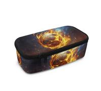 COEQINE Trousse à crayons pour garçons avec imprimé ballon de football, sac de rangement pour enfants, école secondaire, sac de rangement haute capacité avec poignées, Flamme de football cool, Taille