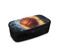 COEQINE Trousse à crayons pour garçons avec imprimé ballon de football, sac de rangement pour enfants, école secondaire, sac de rangement haute capacité avec poignées, Basketball, Taille unique