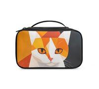 COEQINE Trousse de maquillage avec compartiment pour femme Motif animal mignon, Abstraction de chat mignon 2D, Trousse de toilette