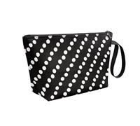 COEQINE Trousse de maquillage en cuir pour femme - Trousse de toilette portable étanche avec poignées, Pot noir décontracté, Trousse de toilette